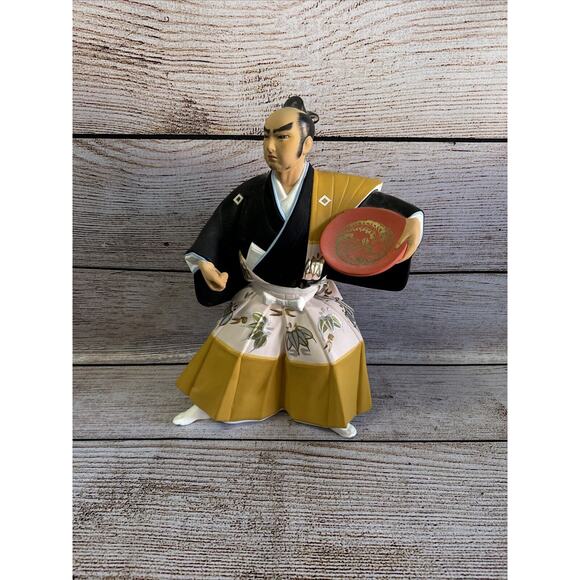 Japanese Hakata Doll Samurai Warrior Kuroda Bushi Yari Spear Fukuoka 9" VTG 80's - Picture 1 of 5